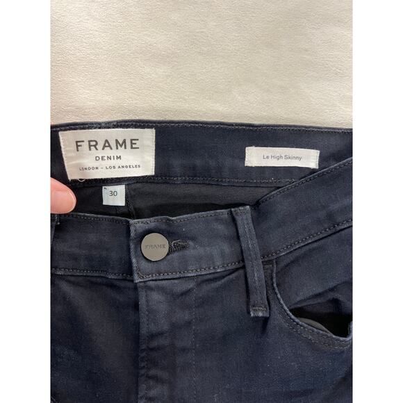 Frame Denim Le High Skinny High Rise Skinny Fit Jean Dark Blue Triple Fringe 30 - Picture 5 of 10